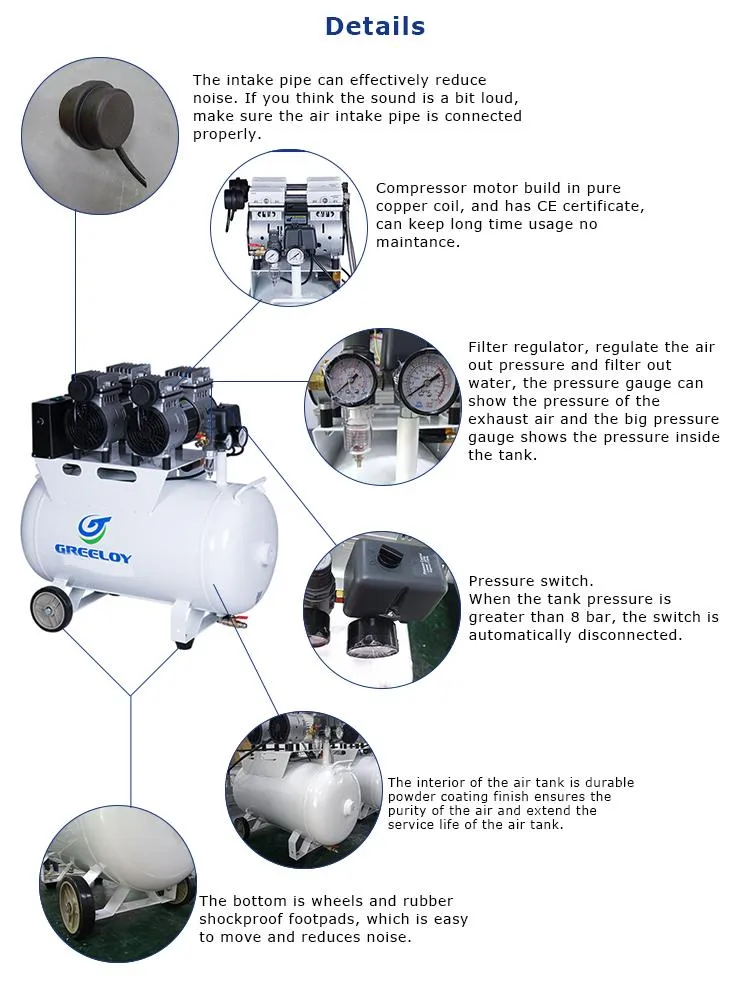 1.5HP Quiet Piston Air Compressor Dental Air Compressor Ga-62