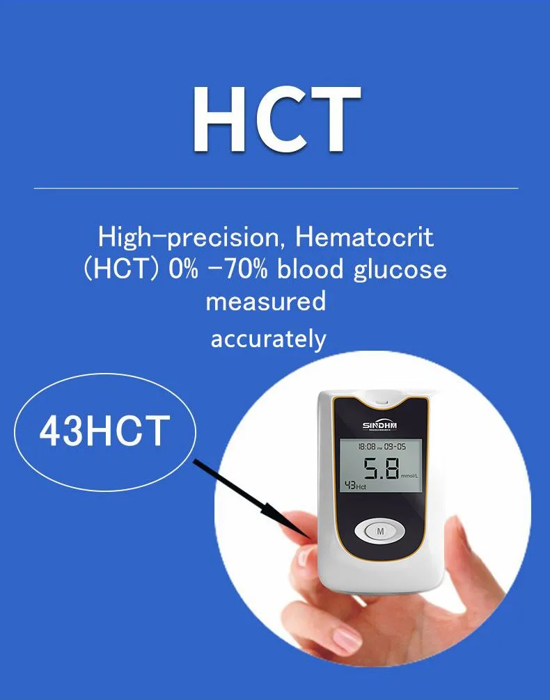 2021 Home Use Sindhm Glucose Meter Measuring Hct for Diabet