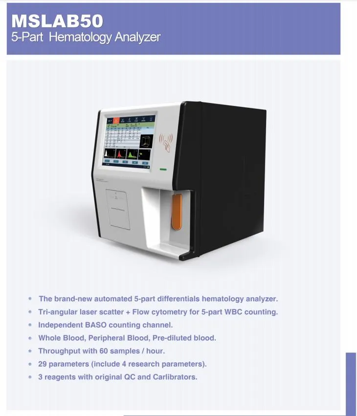 2021 Newest Human Rayto 5-Part Auto Hematology Analyzer Mslab50