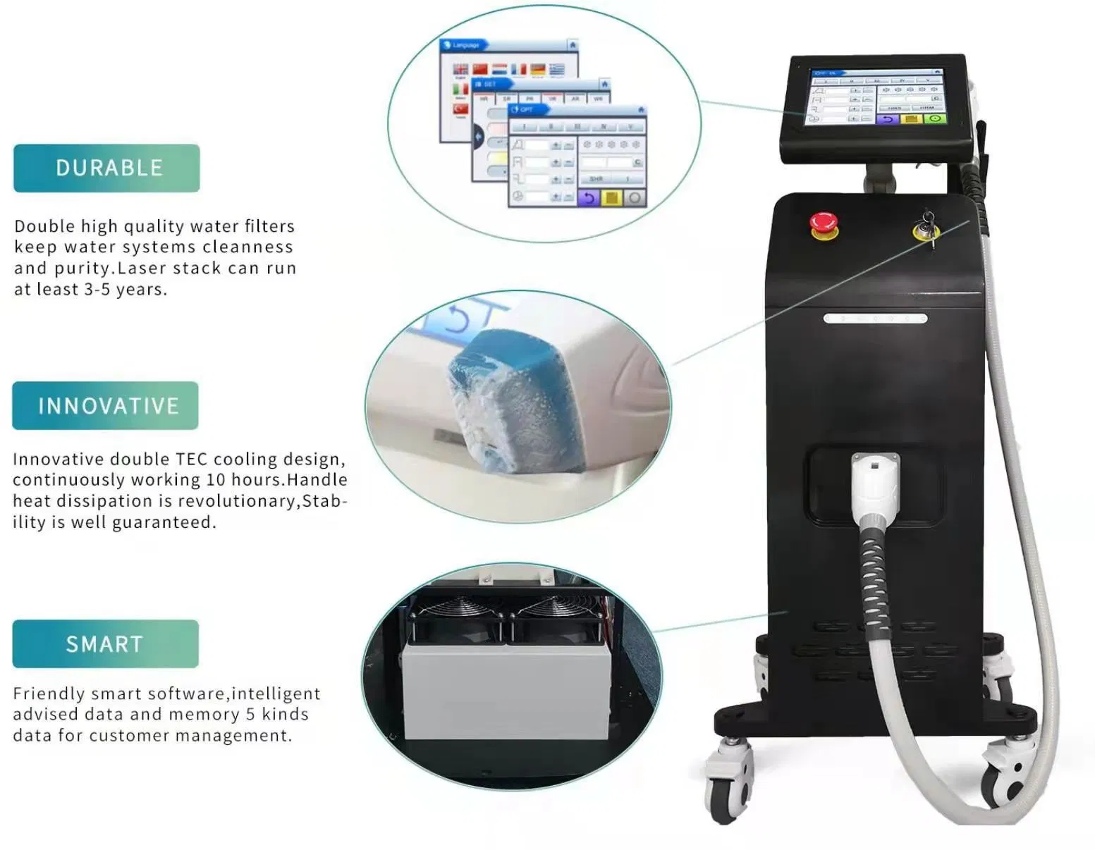 3 Wavelength 1064 755 810nm Laser Hair Removal Depilator Diode Laser Portable