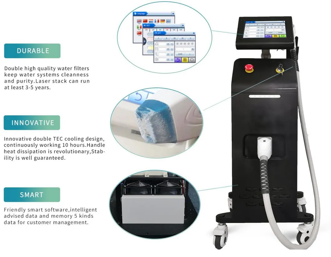 3 Wavelength 1064 755 810nm Laser Hair Removal Depilator Diode Laser Portable