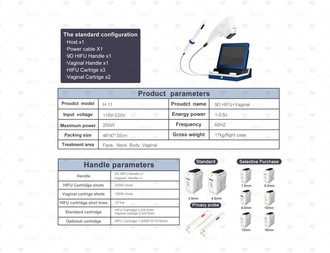 9d#H-11 2021 Vesta New Products High Focused Ultrasound 9d+Vaginal Features Machine
