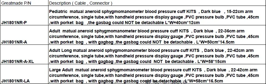 Adult Long Matual Aneroid Sphygmomanometer Blood Pressure Cuff Kits with Dark blue