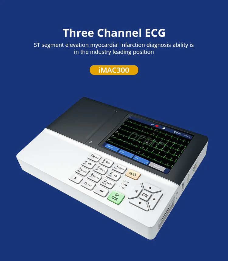 Best Price High-Resolution 3-Channel Digital ECG Machine Hospital Medical Equipment