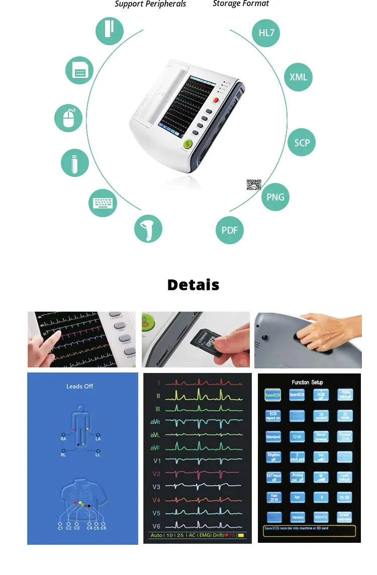 CE Marked Digital 12 Channel 12 Leads ECG Machine with ECG Printer
