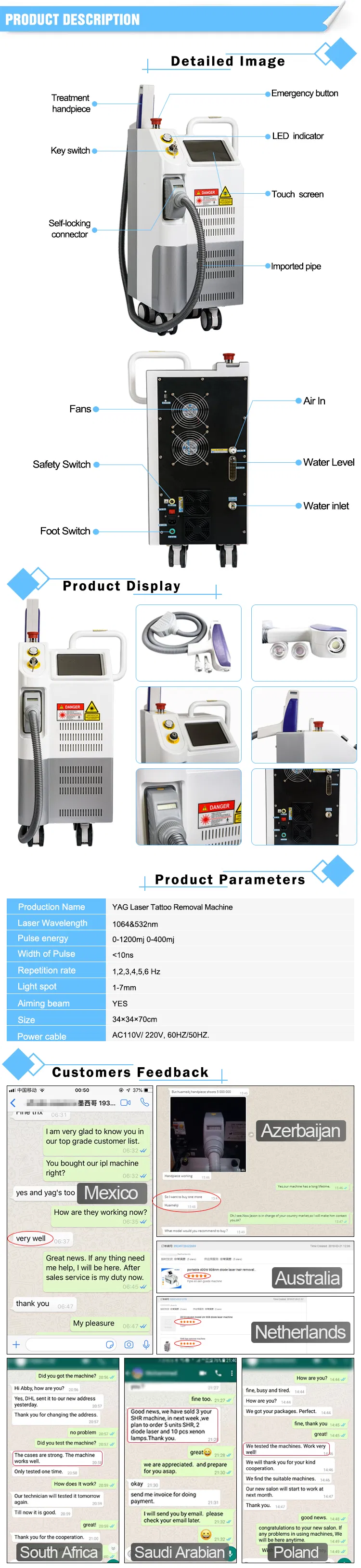 Cosmetic Beauty Instrument Q Switch ND YAG Laser Tattoo Removal