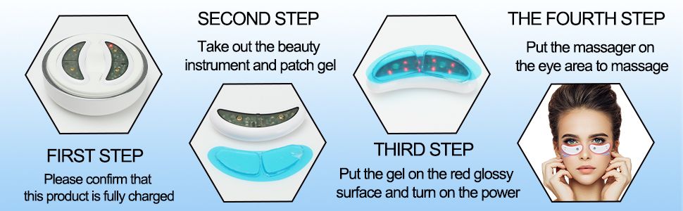 Custom LED Red Light Eye Care Therapy EMS Massager with Gel Patch for Treatment Under Eye Wrinkle