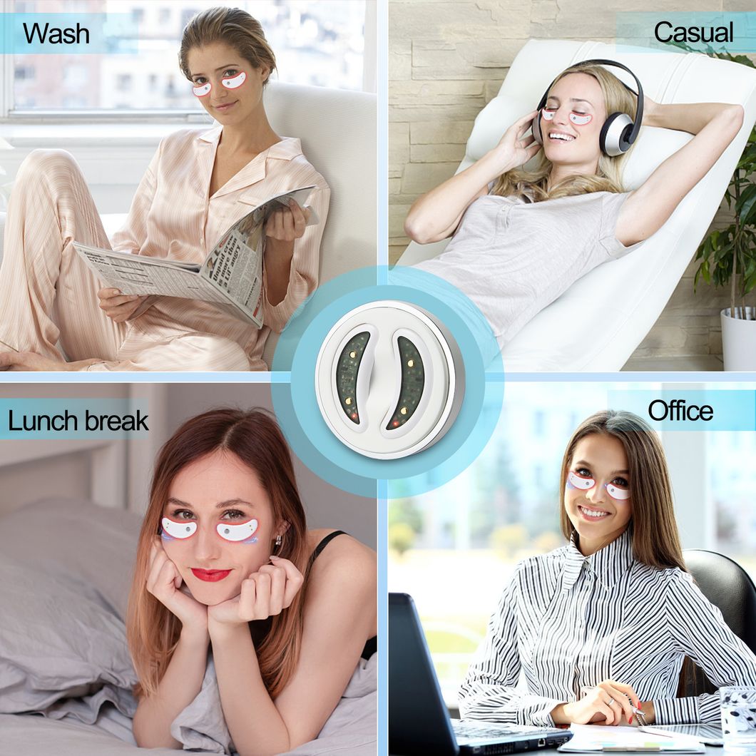 Custom LED Red Light Eye Care Therapy EMS Massager with Gel Patch for Treatment Under Eye Wrinkle