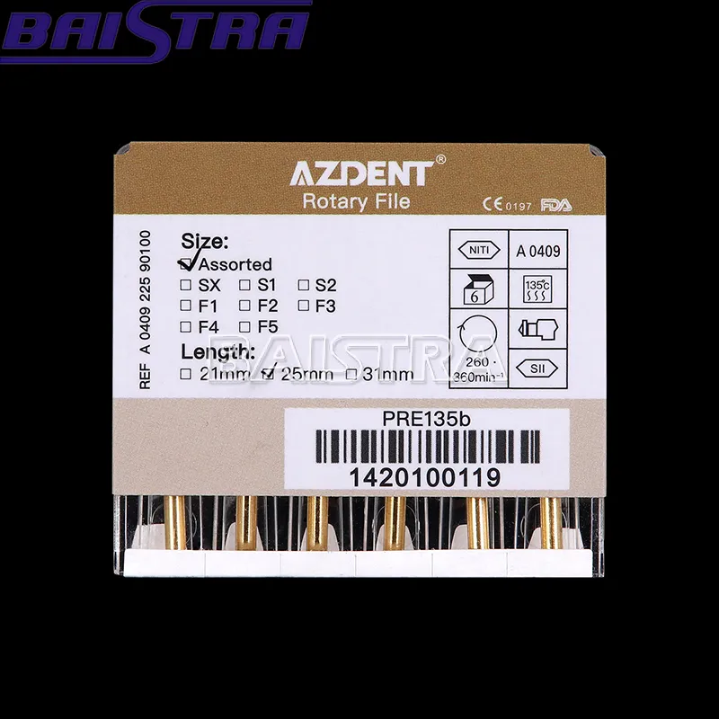 Dental Endodontic Gold Taper Niti Rotary Files Engine Use 25mm Sx-F3