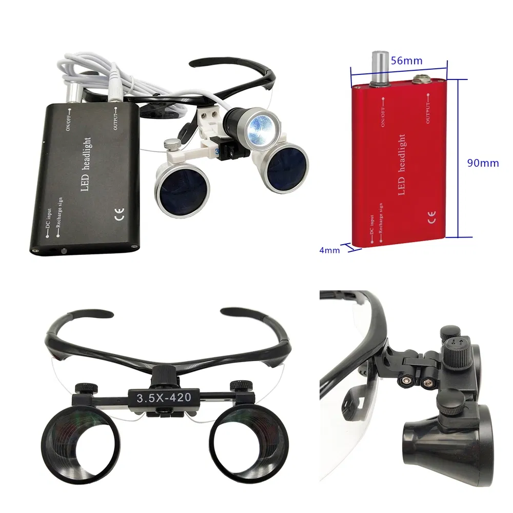 Dental Factory Supply LED Light Headlight Dental Loupe 2.5X/3.5X Glass Magnifier