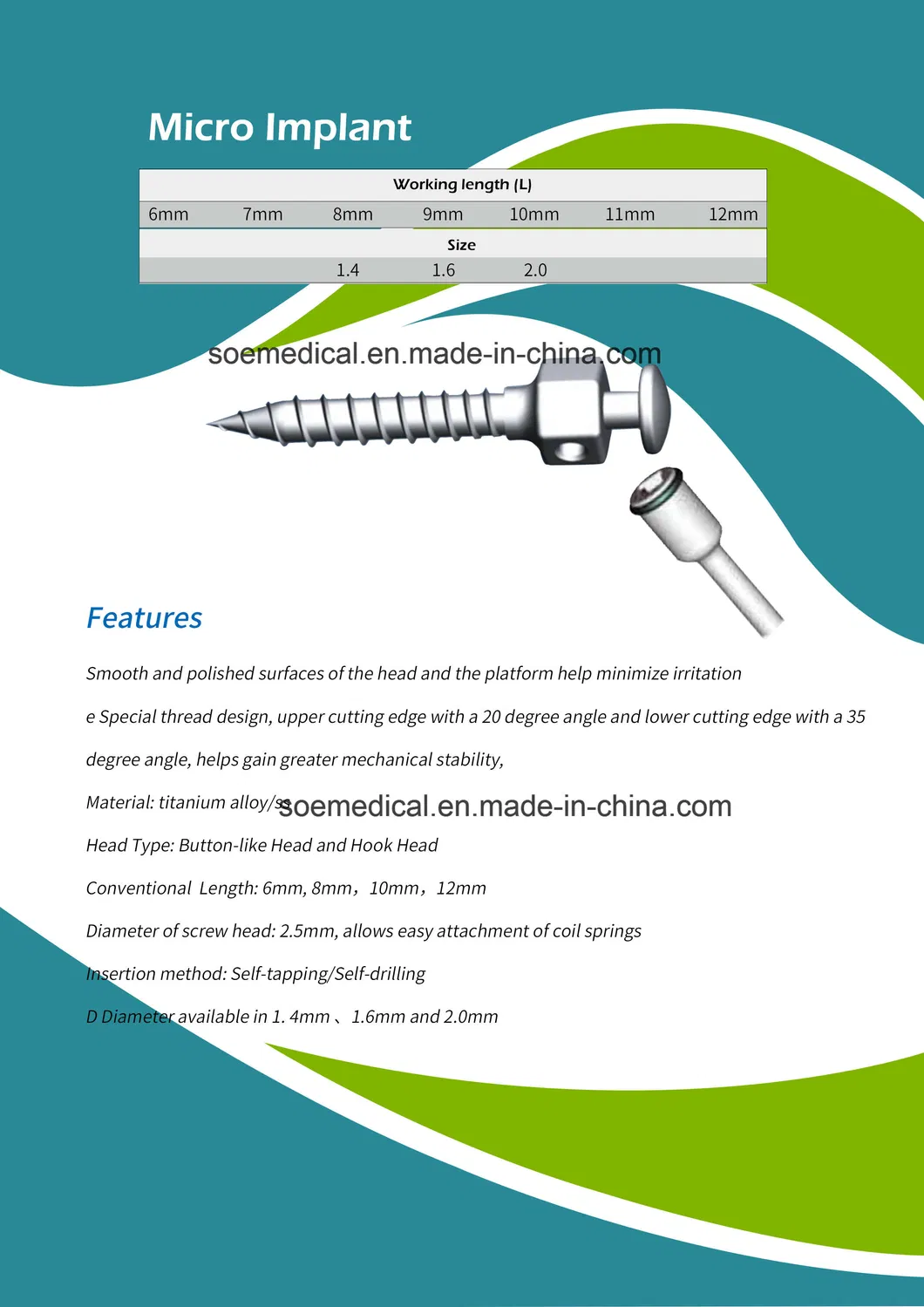 Dental Orthodontic Mini Screw Implant Orthodontic Implant