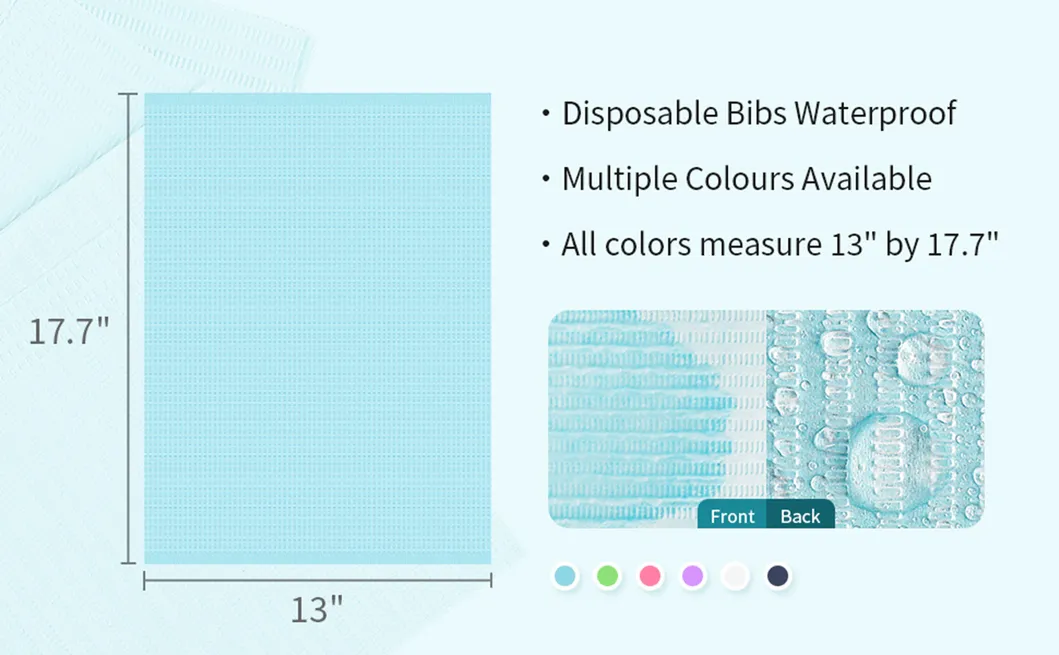 Dentistry Disposable Dental Bibs 13*18 Inch (33cm*45cm) Waterproof Medical Paper Scarf