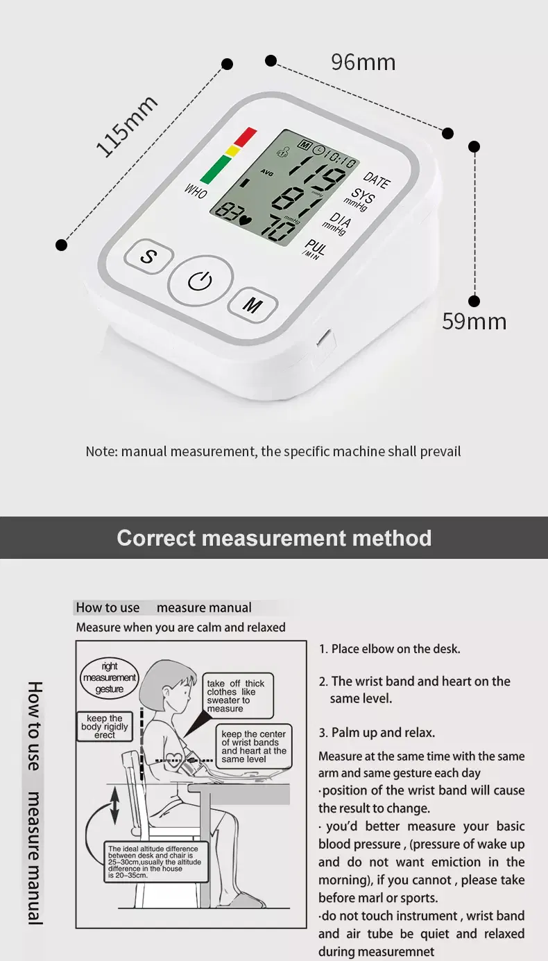 Digital Automatic Wrist Blood Pressure Monitor with New Cuff Design