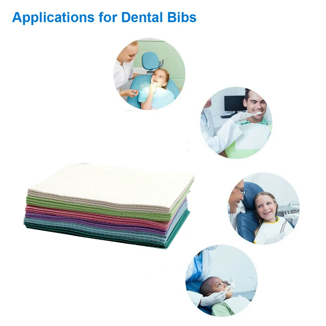 Disposable 2-Ply Tissue 1 Ply Ploy Tattoo Waterproof Dental Surgical Medical Towel Bibs for Dentistry