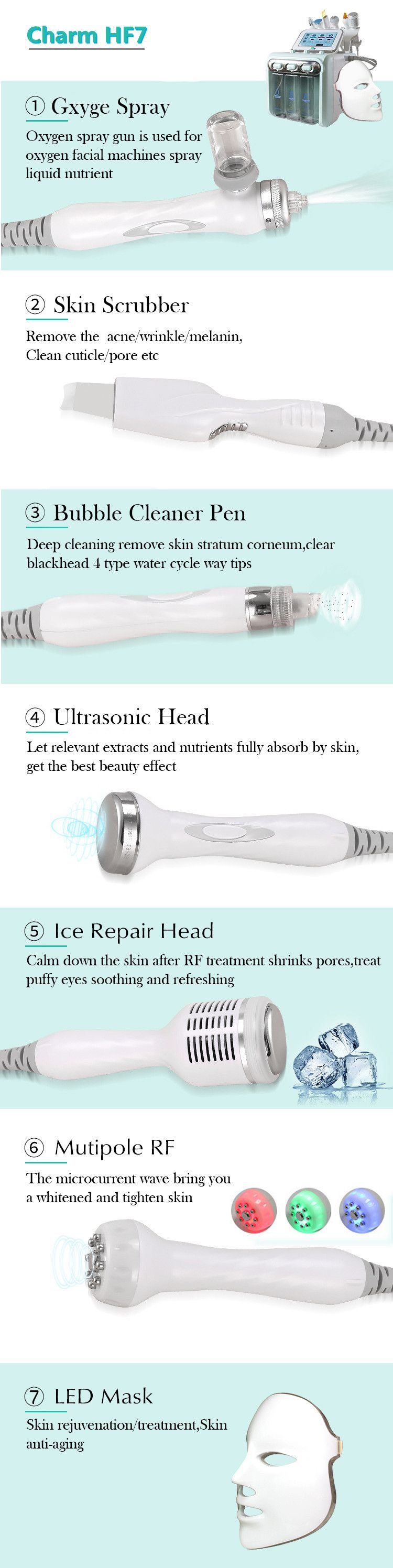 Factory Direct Sale Maquina Facial Punta De Diamante Massager Product Magic Ice Globe Hyperbaric Oxygen Mask