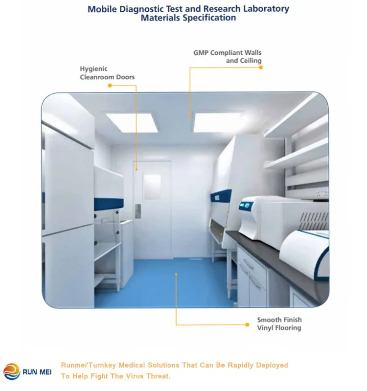 Fast Delivery 45 Feet Medical Equipment of The P3 Type PCR Mobile Laboratory