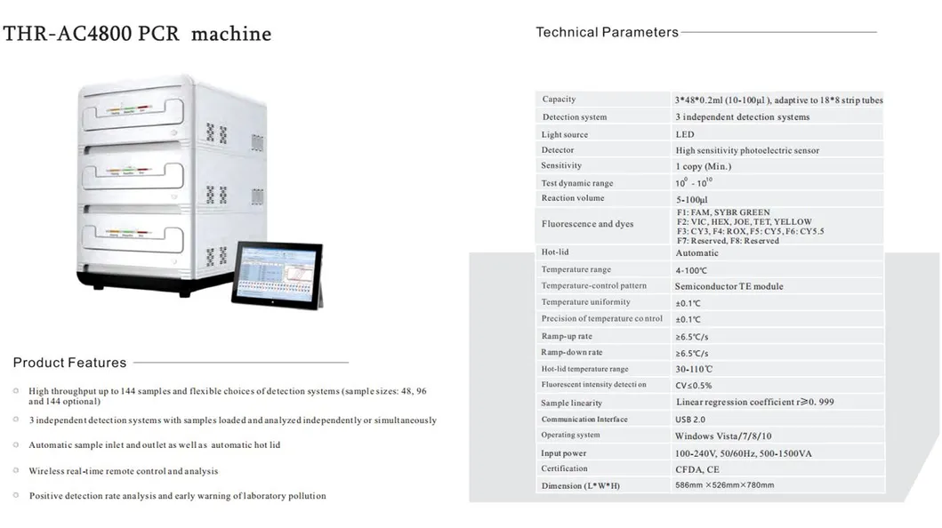 Genetic Fluorescence Quantitative PCR Qpcr for Lab Clinic Use (THR-AC4800)