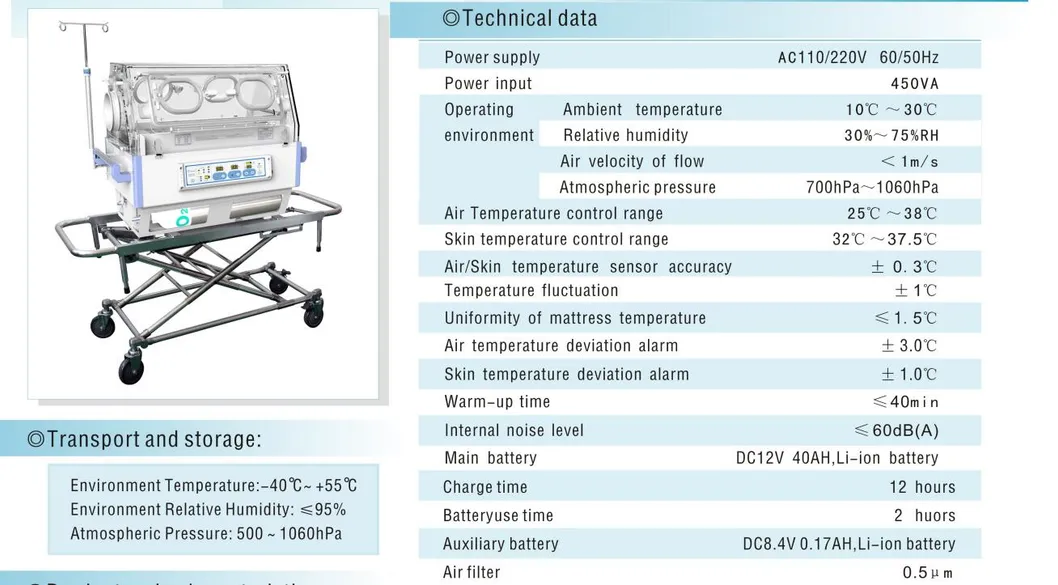 Hospital Baby Care Infant Radiant Warmer Neonate Bilirubin Phototherapy Equipment Newborn Transport Infant Incubator