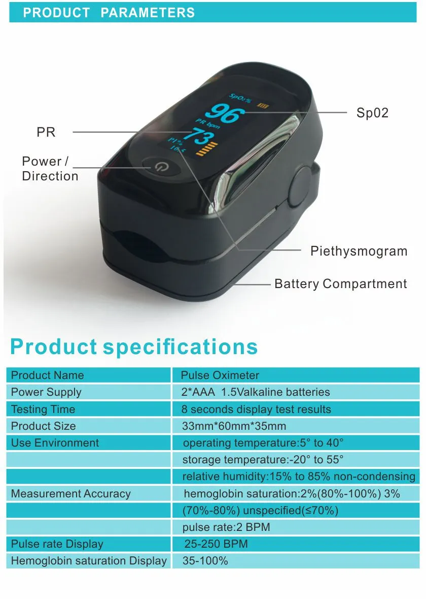 Hot Selling Medical Blood Pressure Detection Equipment Fingertip Pulse Oximeter