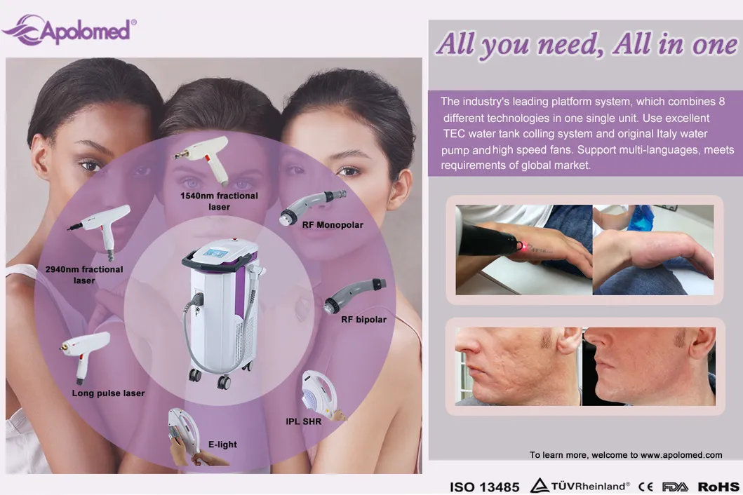 IPL RF ND YAG Laser Hair Removal Machine Long Pulse Laser Machine 1064/532nm ND YAG Laser for Tattoo Removal Skin Rejuvenation