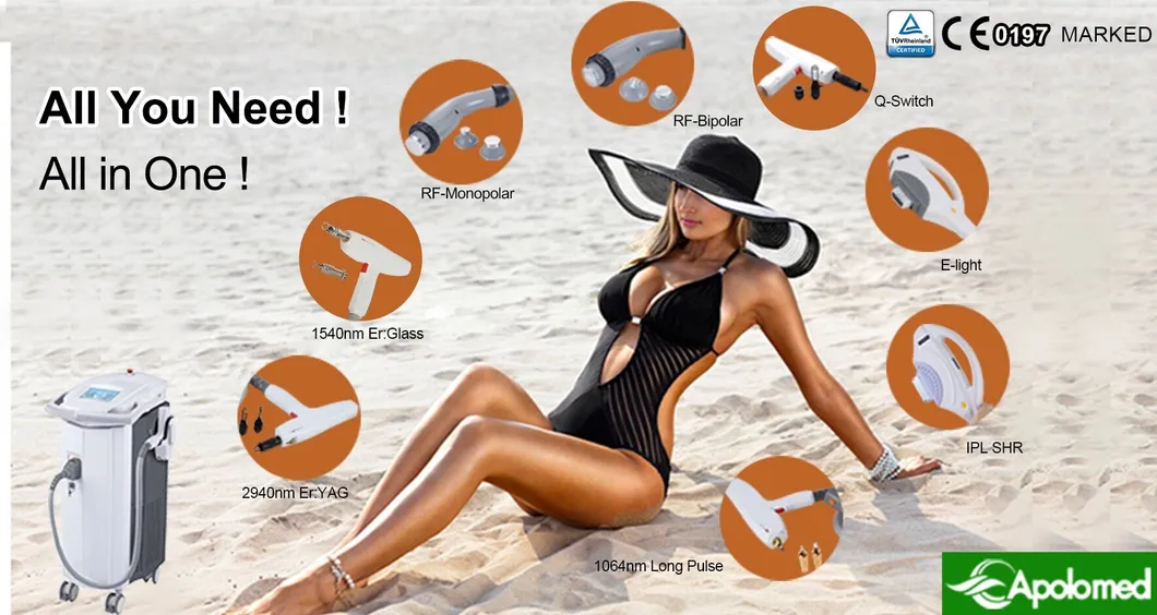 IPL RF ND YAG Laser Hair Removal Machine Long Pulse Laser Machine 1064/532nm ND YAG Laser for Tattoo Removal Skin Rejuvenation