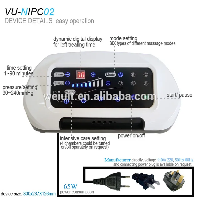 Lymphatic Drainage Massage Blood Circulation System Ipc02 for People Who Has Mild to Severe Varicose Veins