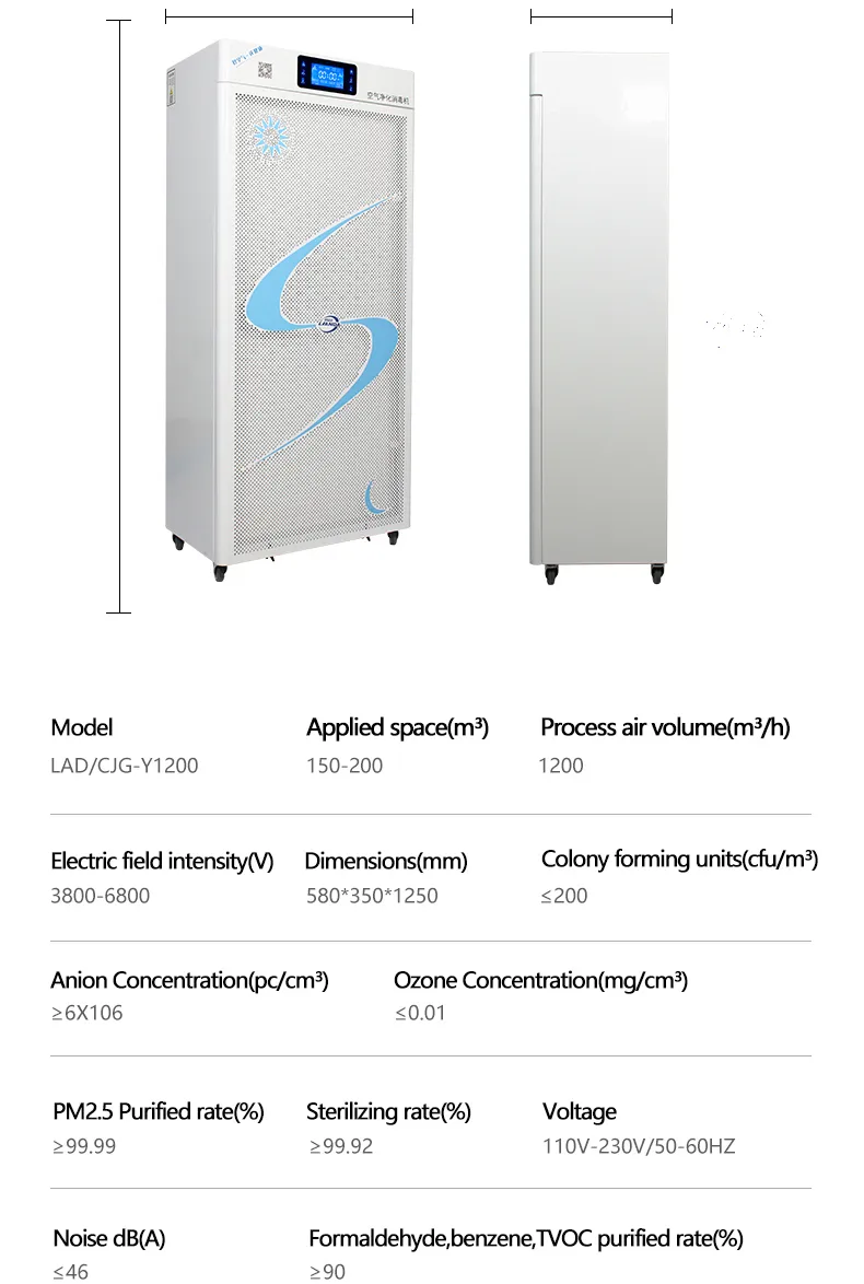 Medical Air Sterilizer with HEPA Filter Plasma Esp Efficient Air Purifiers Used for Hospital Church Hotel School with CE Germicidal Air Disinfector