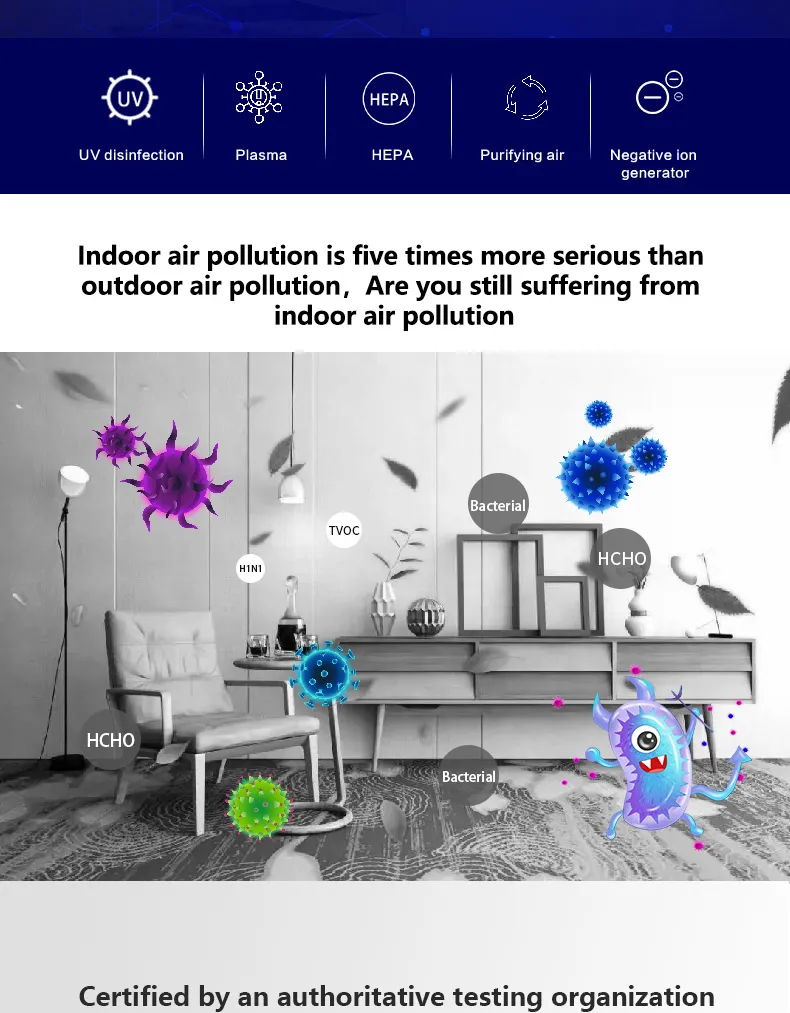 Medical Air Sterilizer with HEPA Filter Plasma Esp Efficient Air Purifiers Used for Hospital Church Hotel School with CE Germicidal Air Disinfector