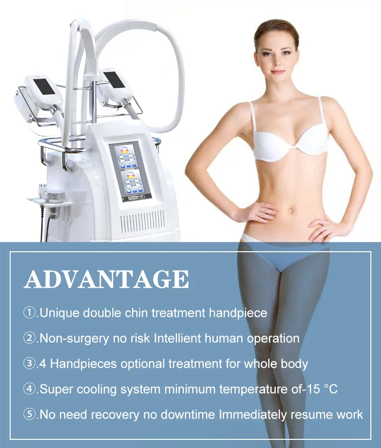 Medical CE Approved Cool Cryo Slimming Machine with 4 Cryo Handles Plus Cavitation and RF