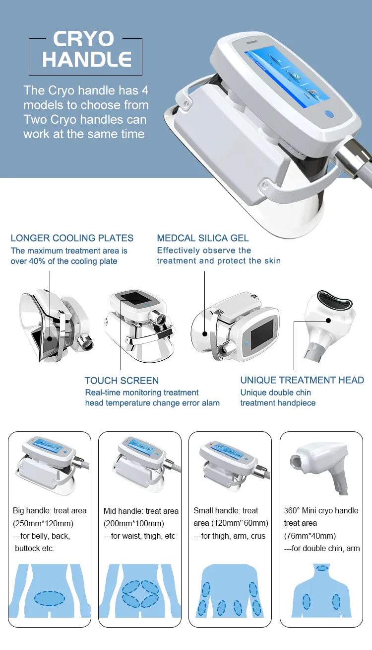 Medical CE Approved Cool Cryo Slimming Machine with 4 Cryo Handles Plus Cavitation and RF
