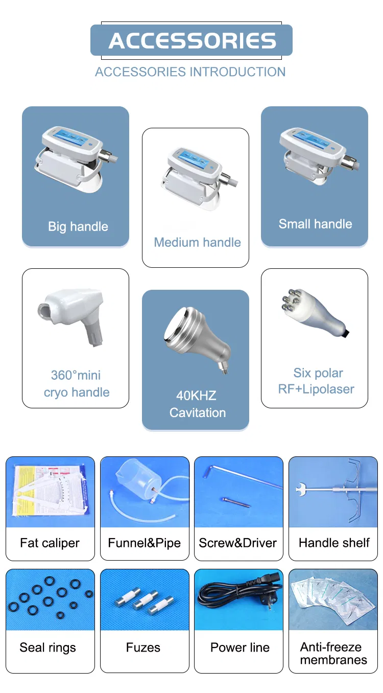 Medical CE Approved Cool Cryo Slimming Machine with 4 Cryo Handles Plus Cavitation and RF