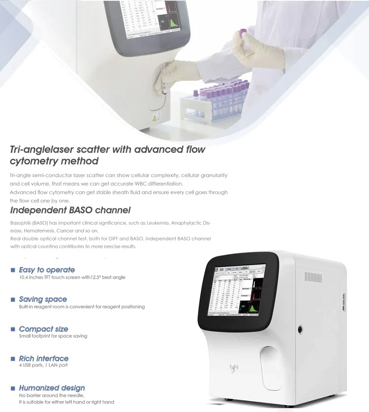 My-B005e Medical Blood Testing Equipment Haemogram Machine Cbc 5-Part Auto Hematology Analyzer with Reagent