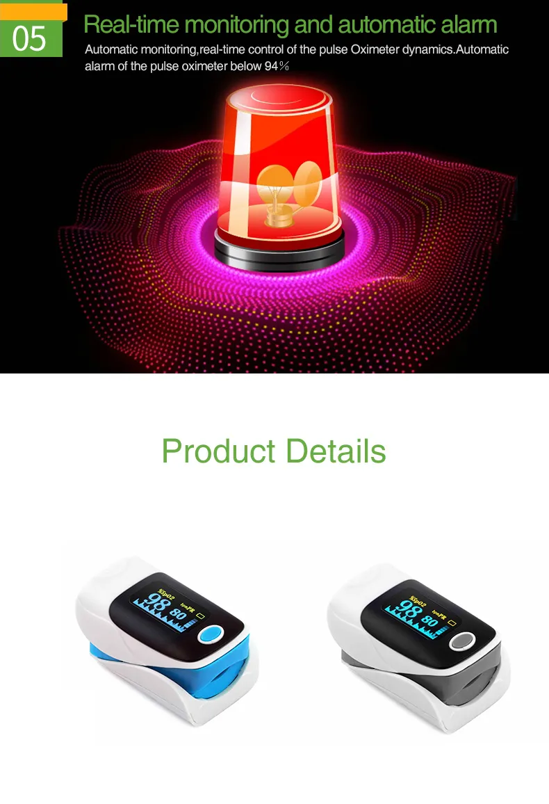 New OLED Fingertip Pulse Oximeter with Colorful Mould