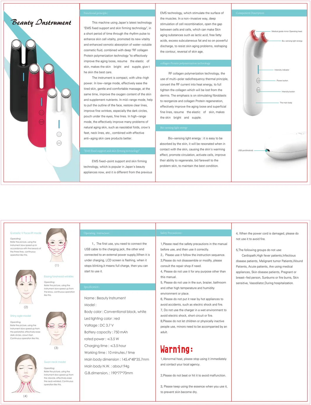 New Technology Microcurrent Face Skin Lift, EMS Face Slimming, Handheld Beauty Device