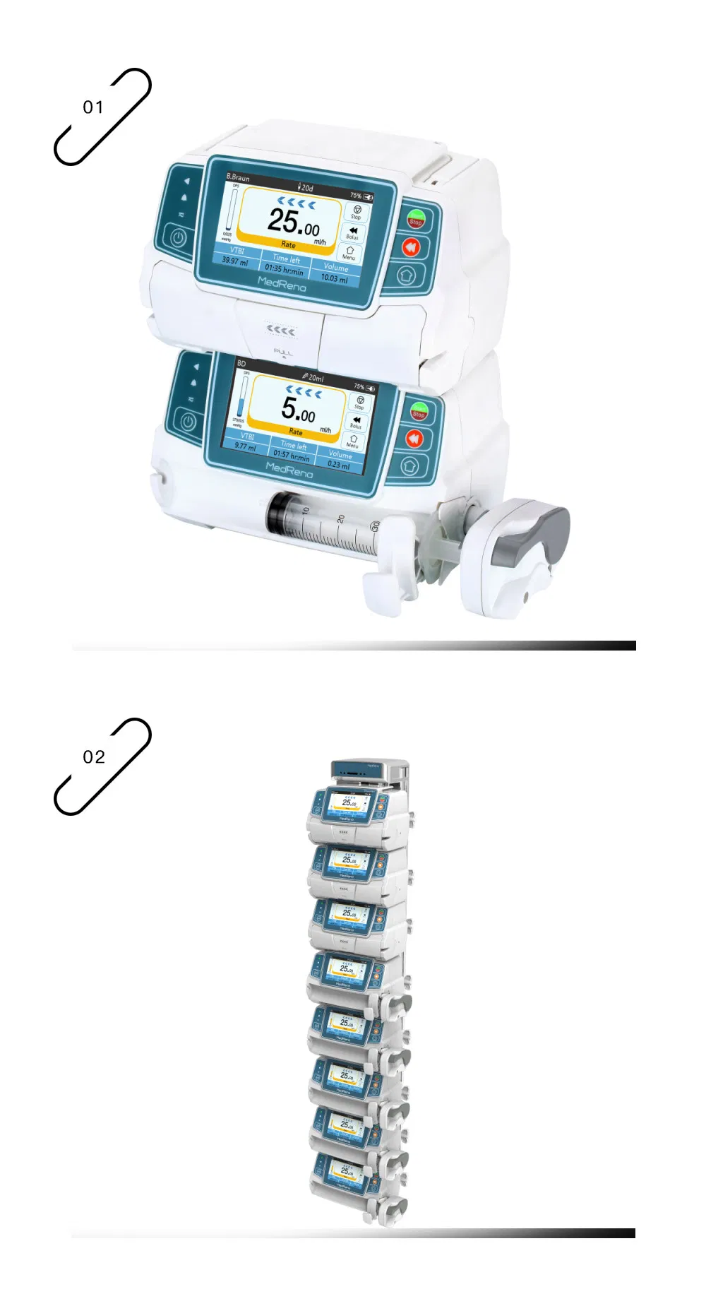 Portable Hospital Medical Equipment Human/Veterinary Injection Syringe Infusion Pump