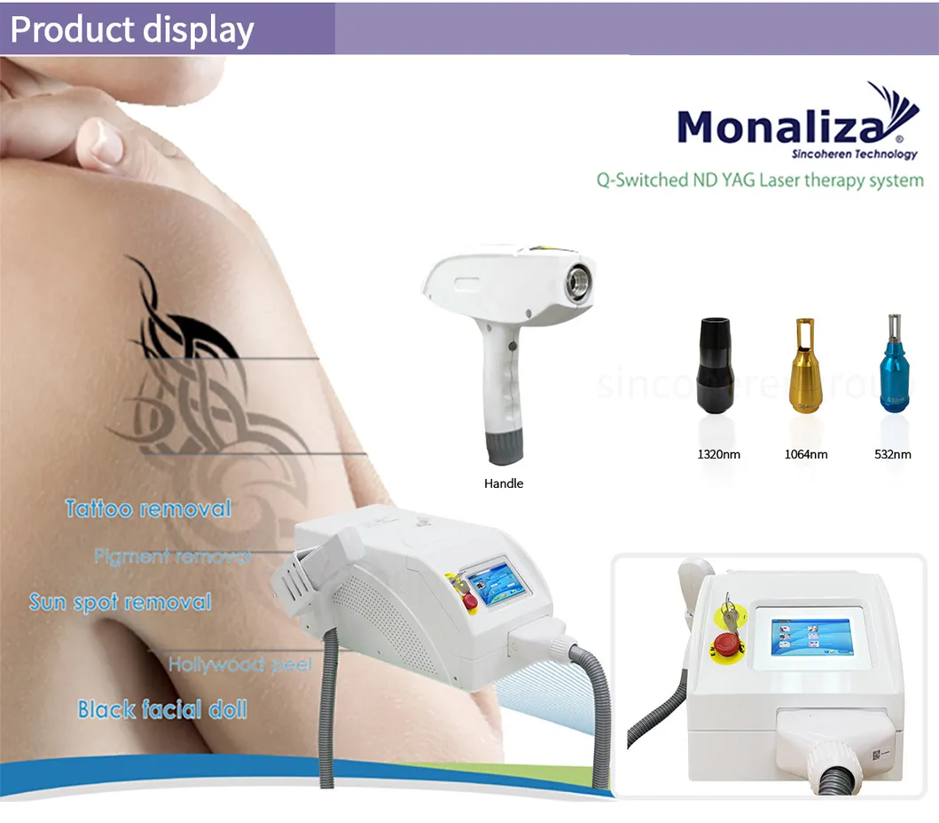 Portable Tattoo Removal Pigmentation Removal Q Switched ND YAG Laser 532nm 1064nm 1320nm Carbon Peeling Machine