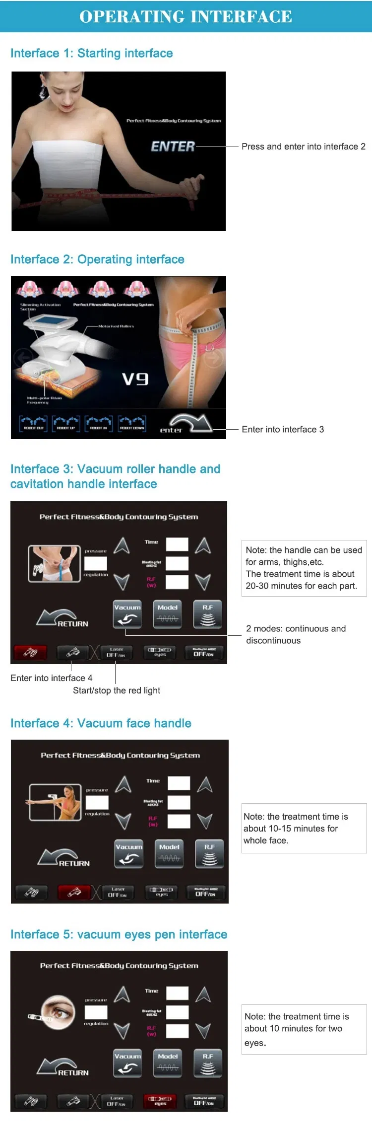 Portable V9 Vela 40K Cavitation Vacuum RF Cellulite Massage Slimming Machine