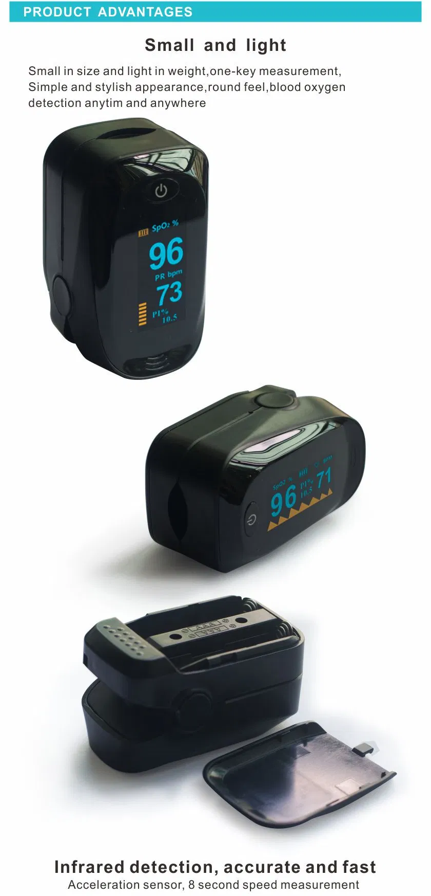 Romote Centralized Monitoring Bluetooth Fingertip Pulse Oximeter Oximetro