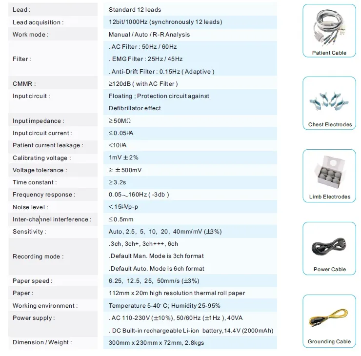 Six Channel Electrocardiograph ECG-3306b ECG Machine Digital ECG