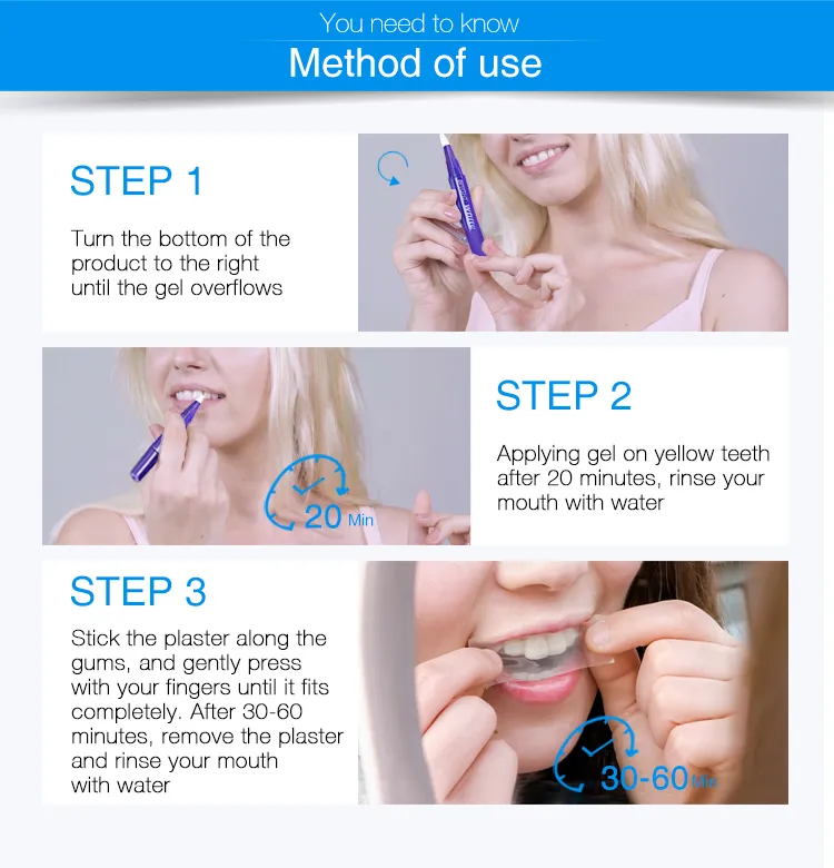 Stain Removal Teeth Whiting Teeth Withening Gel Strips Tooth Whitening Liquid Kit