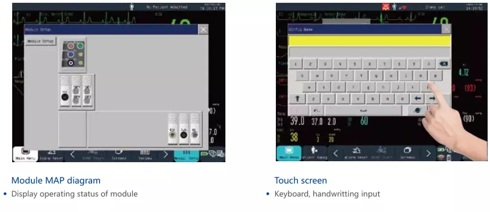 Support Multi-Language 12.1 Inch Color Hospital Emergency Patient Vital Signs Monitor