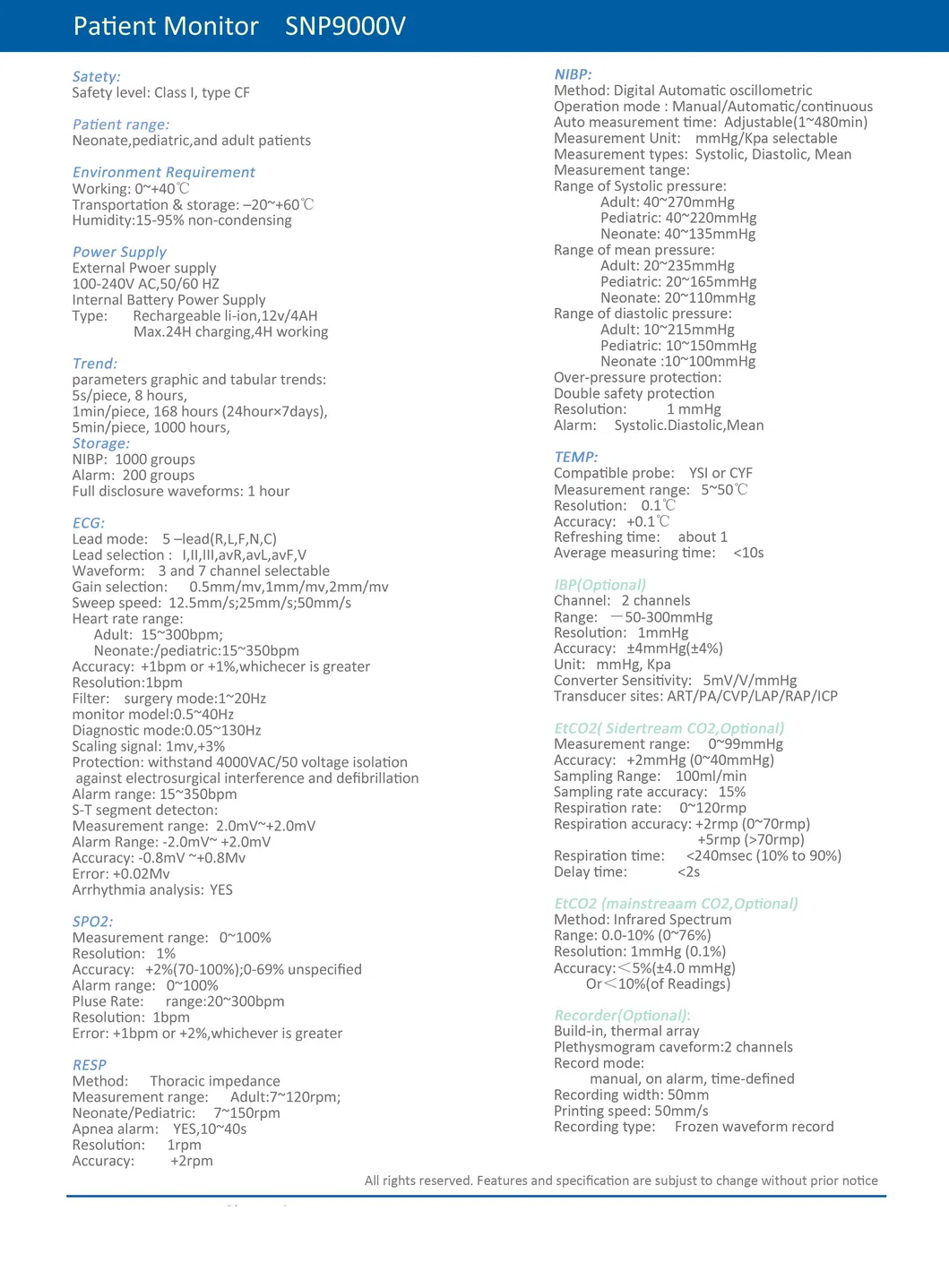 Support Multi-Language 12.1 Inch Color Hospital Emergency Patient Vital Signs Monitor