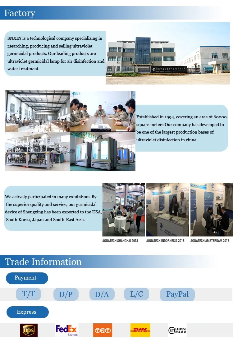 Sx Model 60W UV Germicidal Lamp Ultraviolet Sterilizer with Ce ISO Rosh for Home