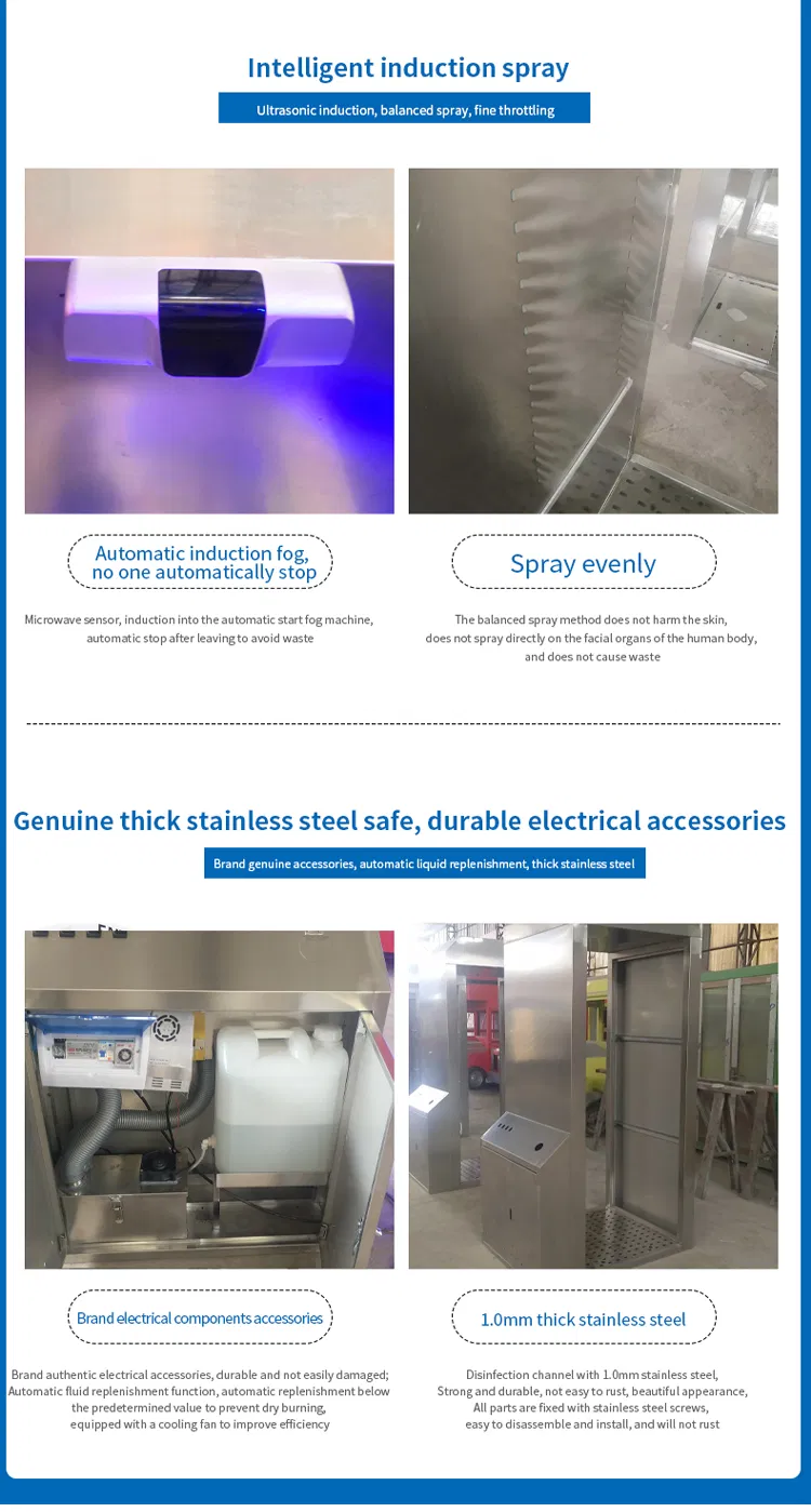 Temperature Measurement Sanitizing Tunnel, Foldable Mist Disinfection Tunnel Cabin/