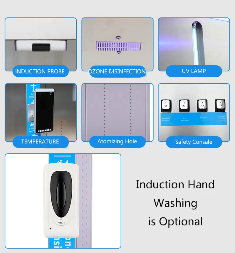 Temperature Measurement Sanitizing Tunnel, Foldable Mist Disinfection Tunnel Cabin/