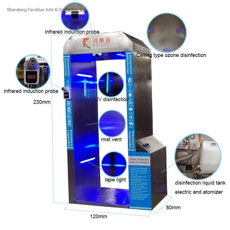 Temperature Measurement Sanitizing Tunnel, Foldable Mist Disinfection Tunnel Cabin/