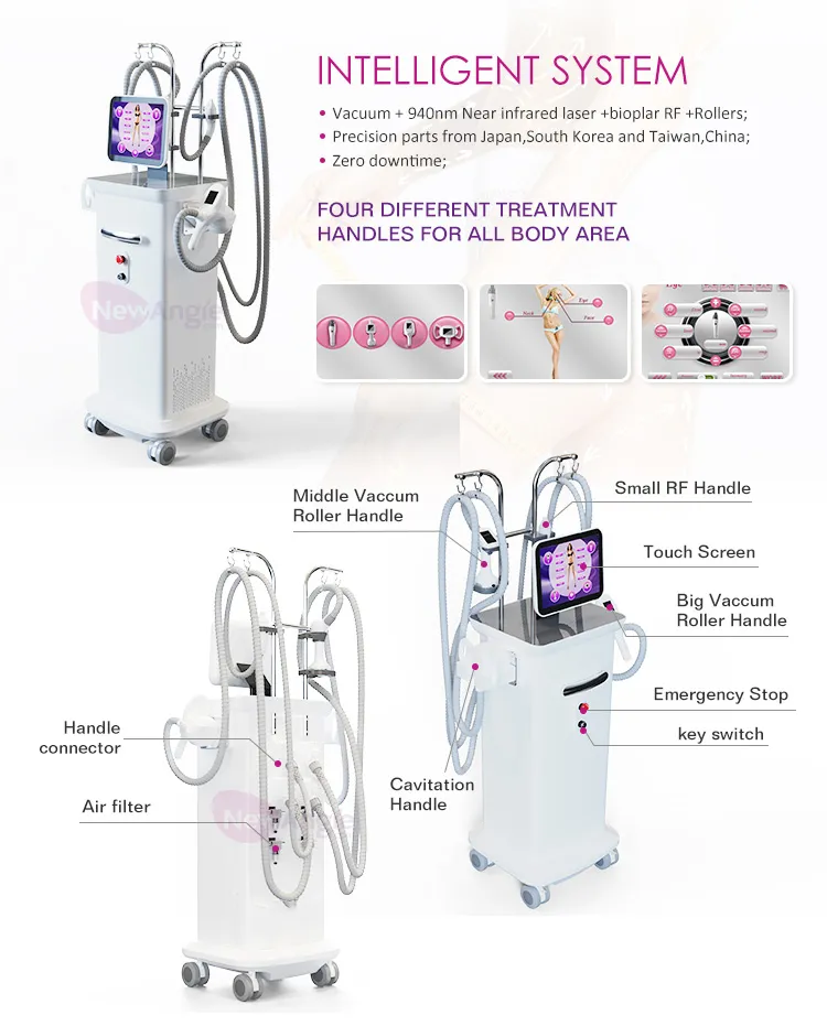 Vacuum Cavitation RF Machine Comfortable and Safe 4 in 1 Skin Tightening Cellulite Reduction Body Contouring for Beauty Salon