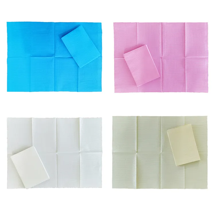 Waterproof Medical/Dentist Colorful 3ply Dental Apron Tissue Paper Disposable Dental Bib for Patient/Child/Adult