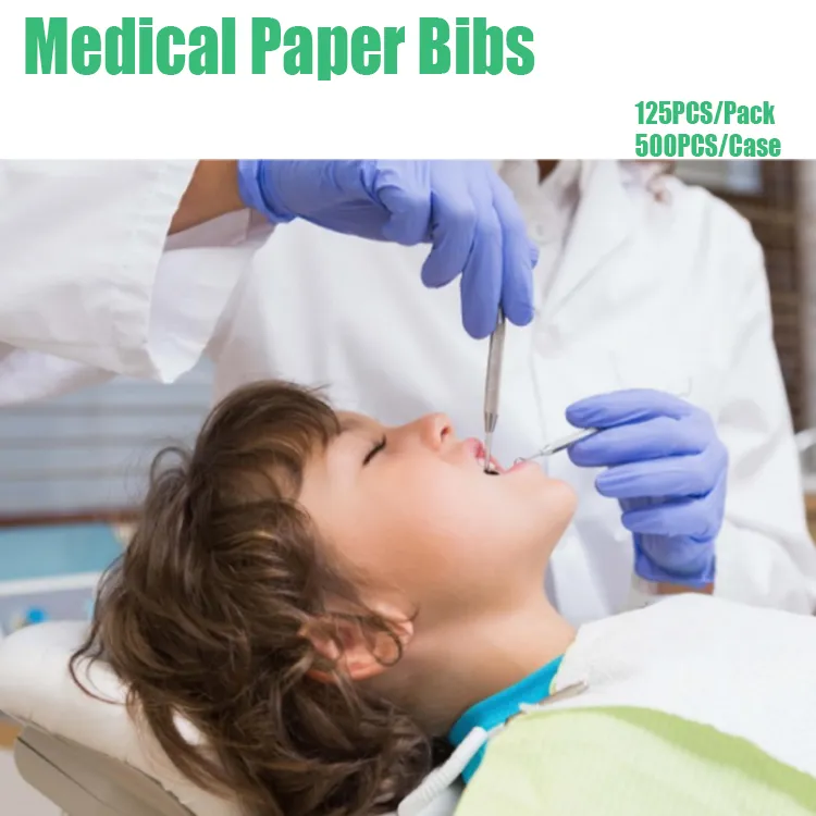 Waterproof Medical/Dentist Colorful 3ply Dental Apron Tissue Paper Disposable Dental Bib for Patient/Child/Adult